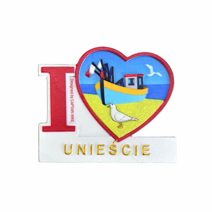 Magnes na lodówkę Pamiątka Serce I LOVE UNIEŚCIE Captain Mike