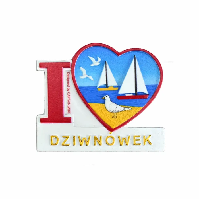 Magnes na lodówkę Pamiątka Serce I LOVE DZIWNÓWEK Captain Mike