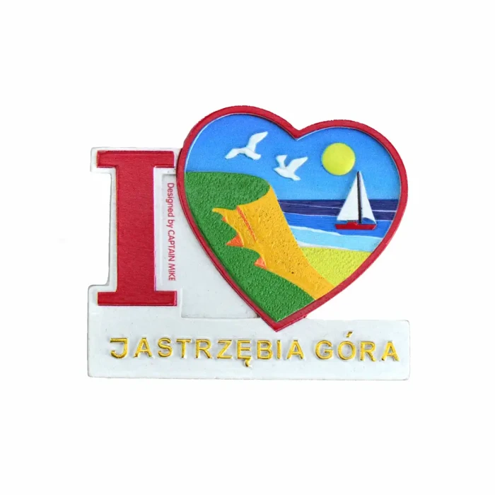 Magnes na lodówkę Pamiątka Serce I LOVE JASTRZĘBIA GÓRA Captain Mike