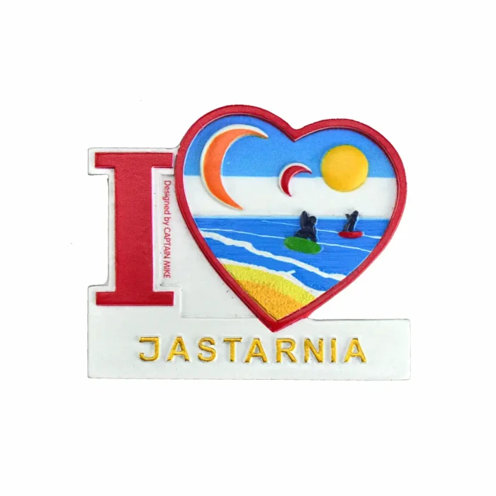 Magnes na lodówkę Pamiątka Serce I LOVE JASTARNIA Captain Mike