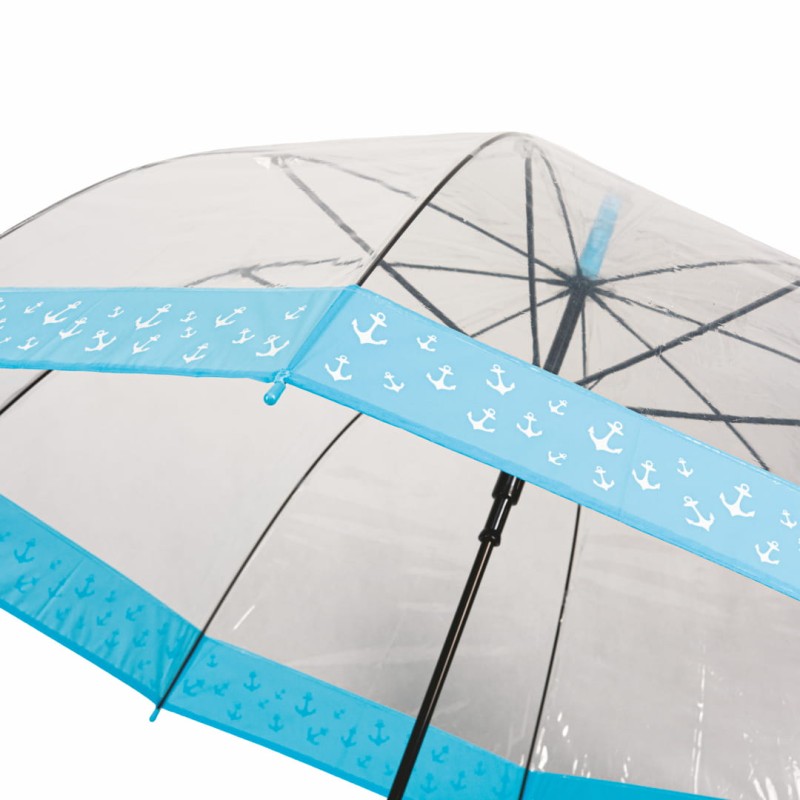 Parasol długi półautomat 25" transparentny z motywem kotwicy