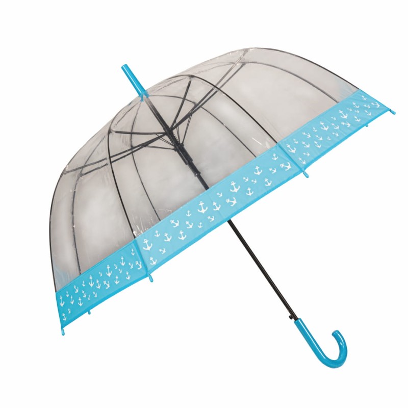 Parasol długi półautomat 25" transparentny z motywem kotwicy