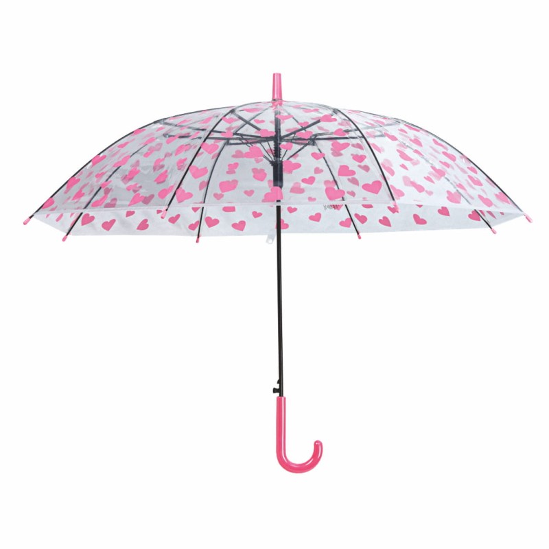 Parasol transparentny półautomat w różowe serca Captain Mike