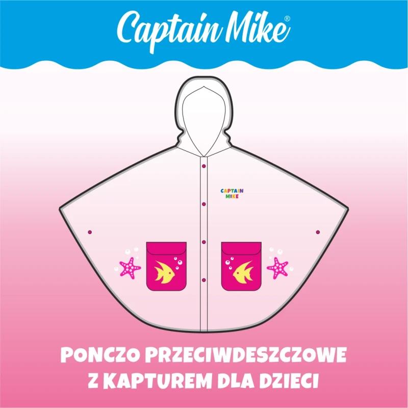 Ponczo przeciwdeszczowe dla dzieci z motywem morskim