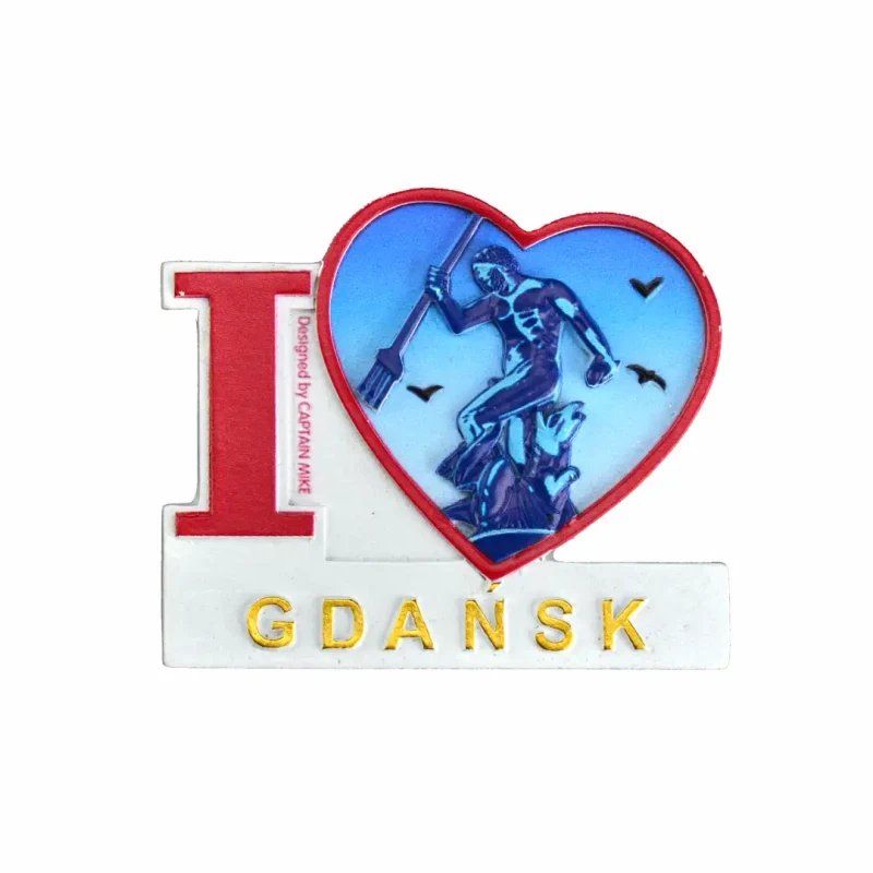 Magnes na lodówkę Pamiątka Serce I LOVE GDAŃSK