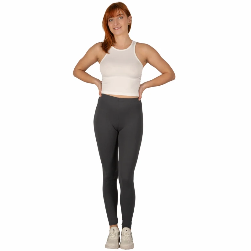 Legginsy damskie z wysokim stanem szare klasyczne