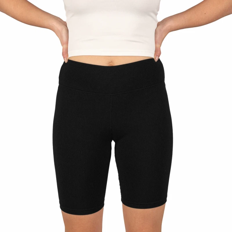 Legginsy kolarki damskie wysoki stan w prążek czarne
