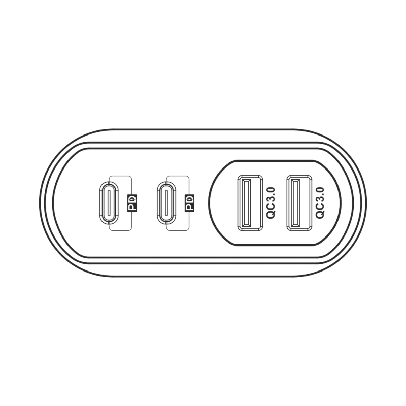 Przenośna, składana ładowarka sieciowa 2x USB + 2x USB type-C PD 40W / QC 18W