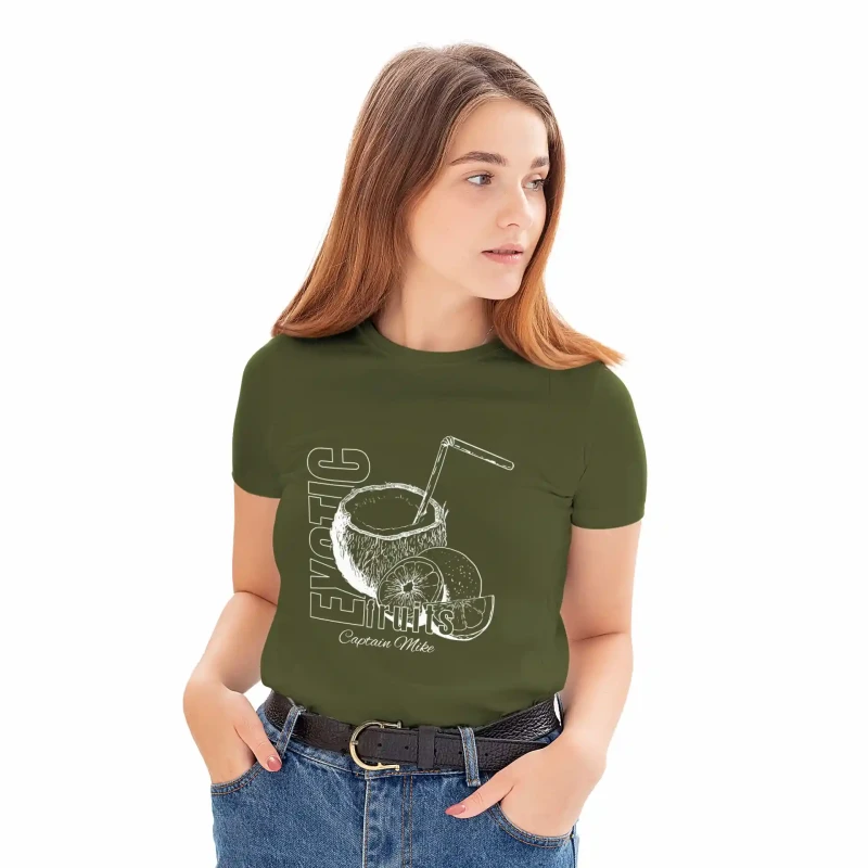 T-SHIRT damski koszulka zielona TURECKA BAWEŁNA Captain Mike
