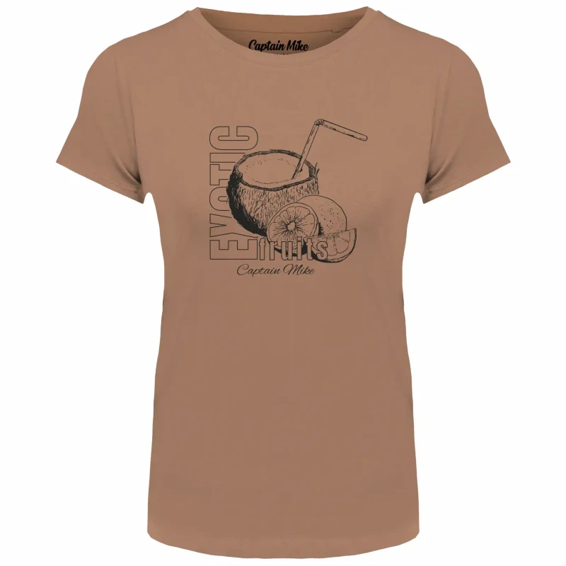 T-SHIRT damski koszulka brązowa TURECKA BAWEŁNA Captain Mike