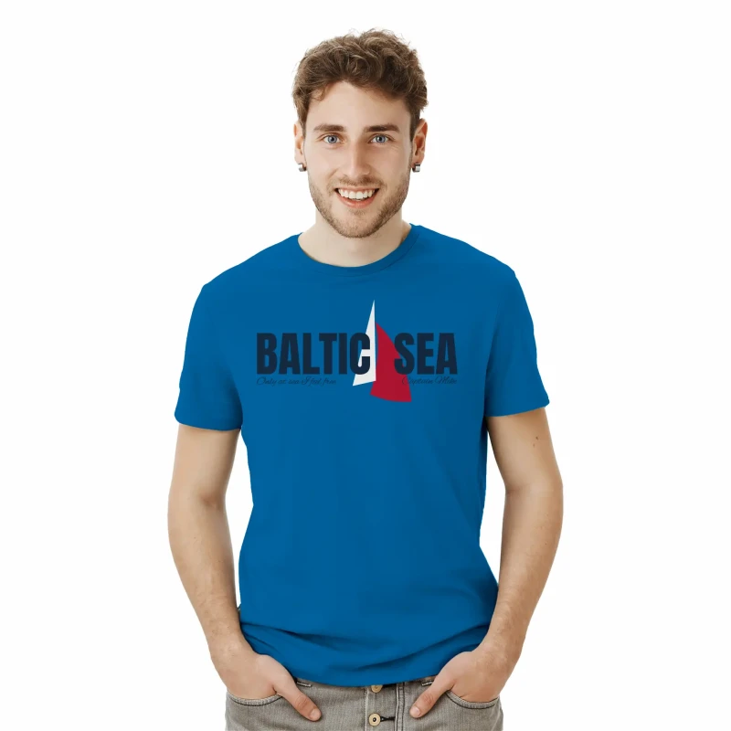 Koszulka męska niebieska BAWEŁNA TURECKA T-shirt BALTIC SEA Captain Mike