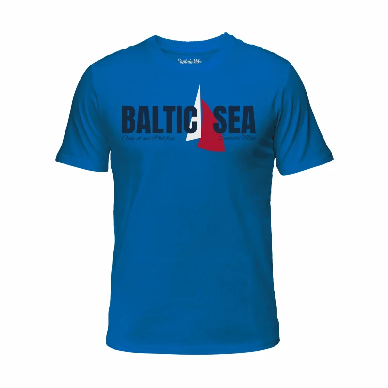Koszulka męska niebieska BAWEŁNA TURECKA T-shirt BALTIC SEA Captain Mike