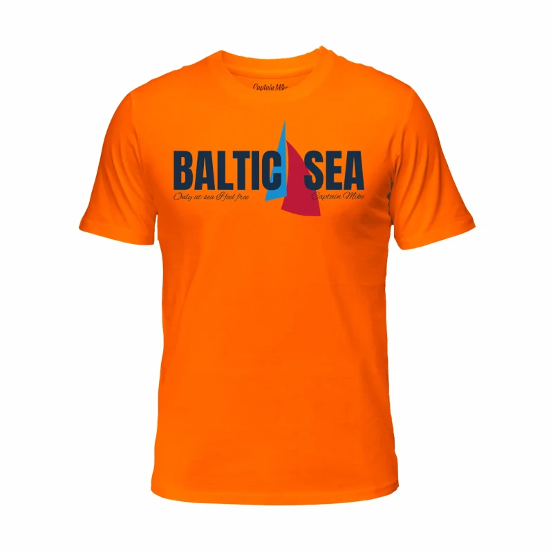 Koszulka męska pomarańczowa BAWEŁNA TURECKA T-shirt BALTIC SEA Captain Mike