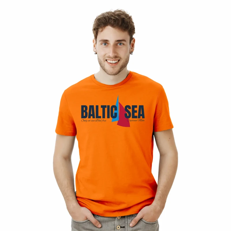 Koszulka męska pomarańczowa BAWEŁNA TURECKA T-shirt BALTIC SEA Captain Mike