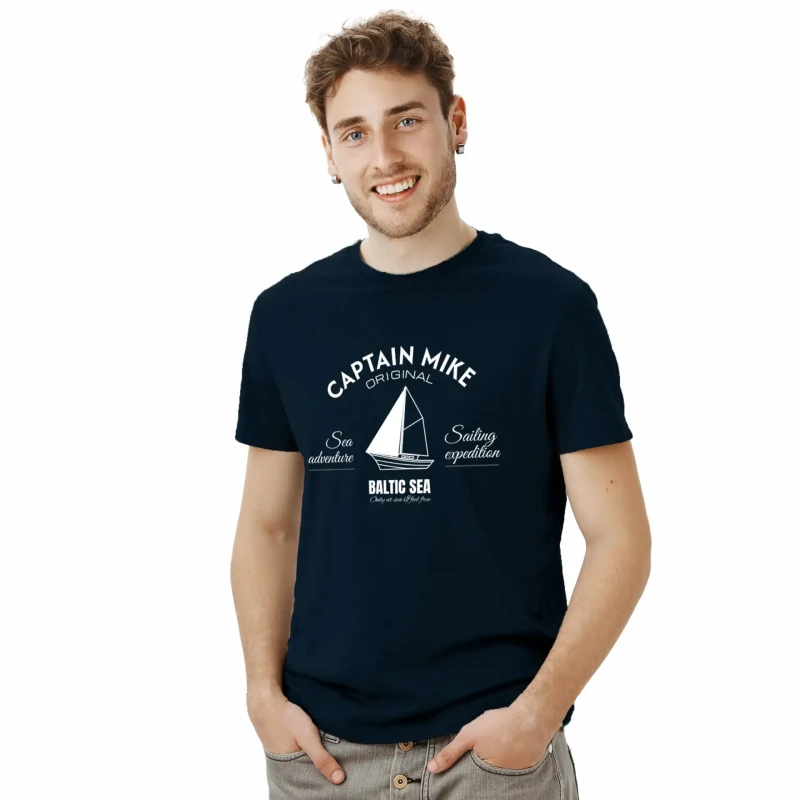 Koszulka męska BAWEŁNA TURECKA z nadrukiem, T-shirt Captain Mike