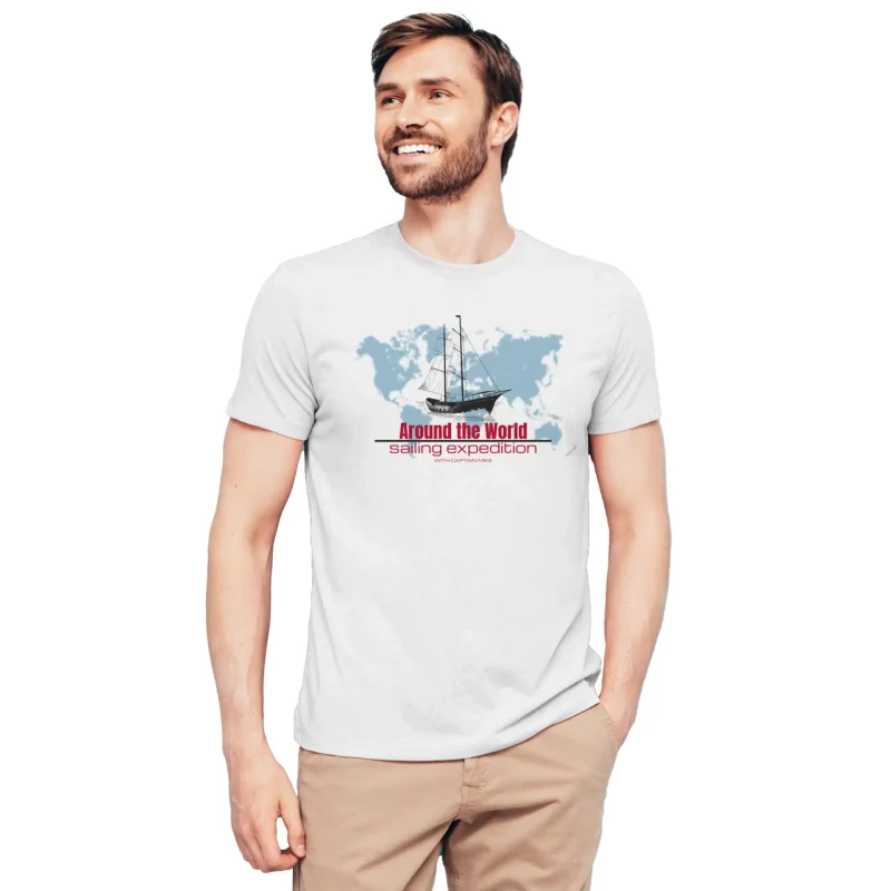 Koszulka męska biała BAWEŁNA TURECKA T-shirt SAILING Captain Mike