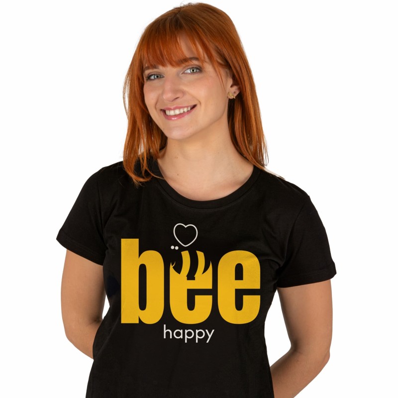 T-SHIRT damski koszulka czarna z nadrukiem TURECKA BAWEŁNA Captain Mike