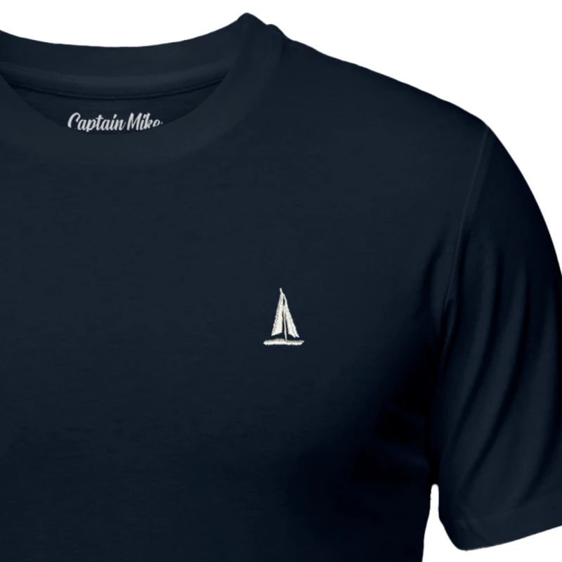 Koszulka męska granatowa Z HAFTEM BAWEŁNA TURECKA, T-shirt Captain Mike