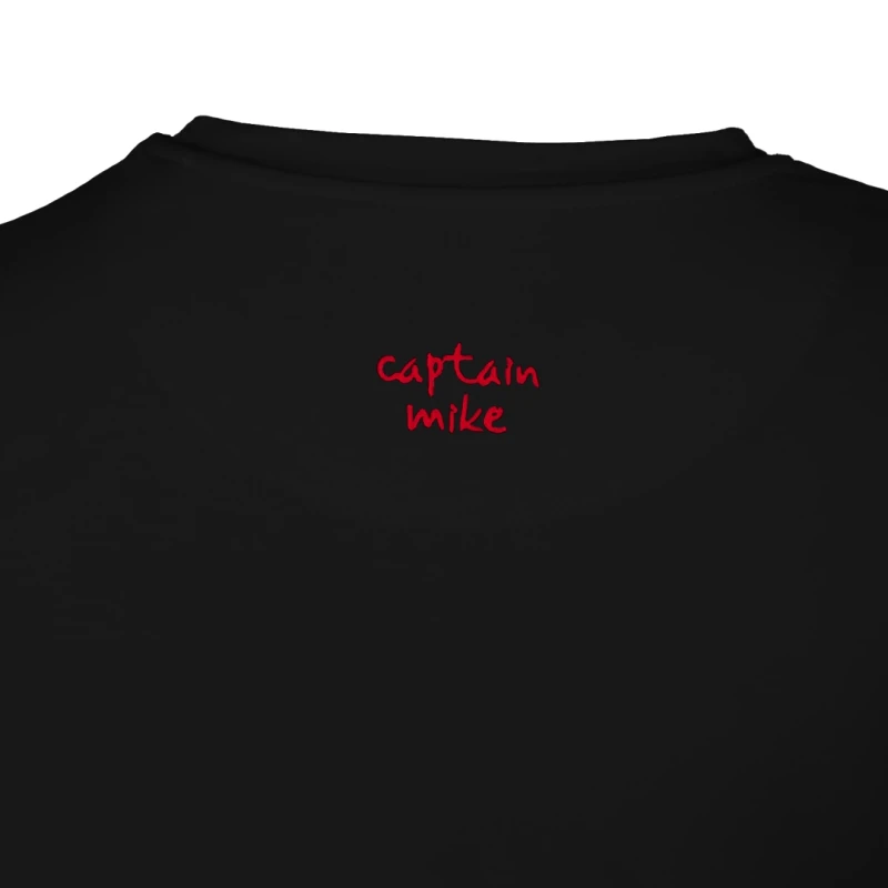 Koszulka męska czarna Z HAFTEM BAWEŁNA TURECKA, T-shirt Captain Mike