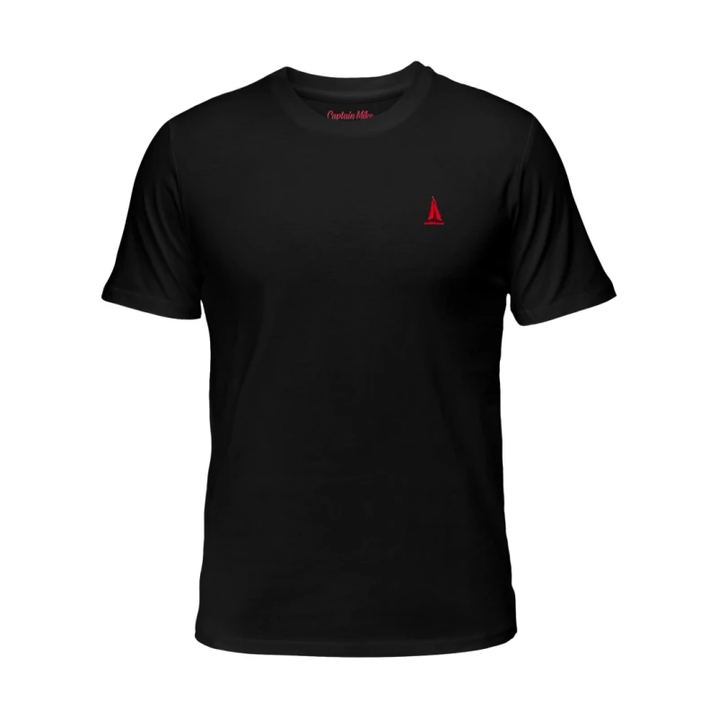 Koszulka męska czarna Z HAFTEM BAWEŁNA TURECKA, T-shirt Captain Mike