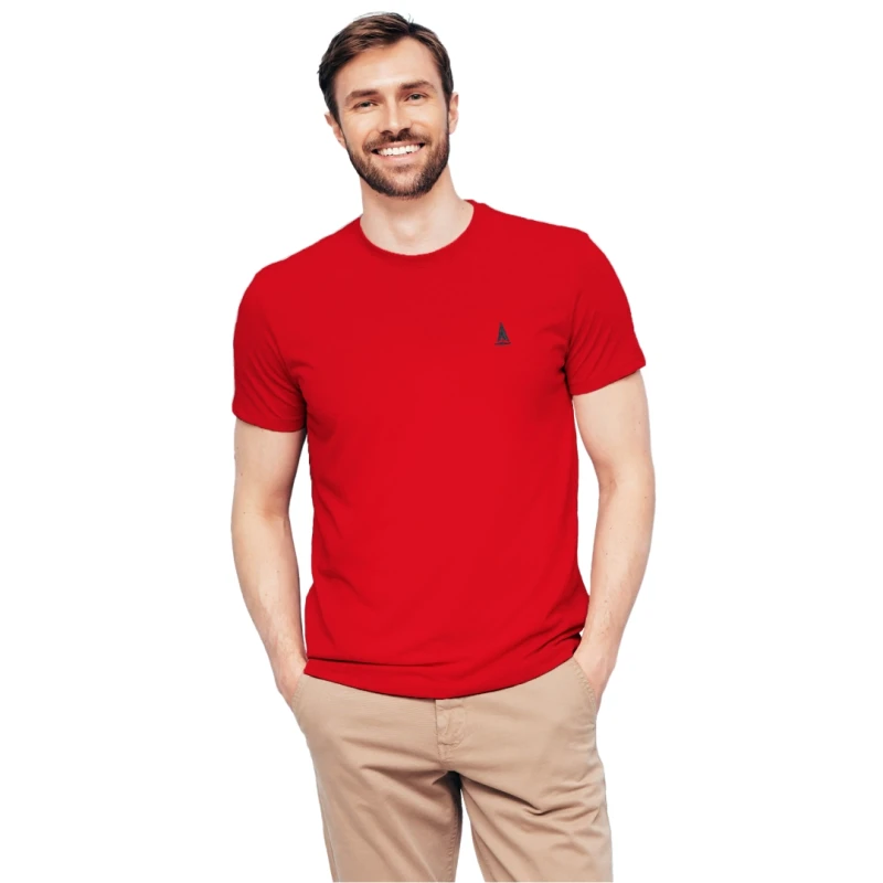 Koszulka męska czerwona Z HAFTEM BAWEŁNA TURECKA, T-shirt