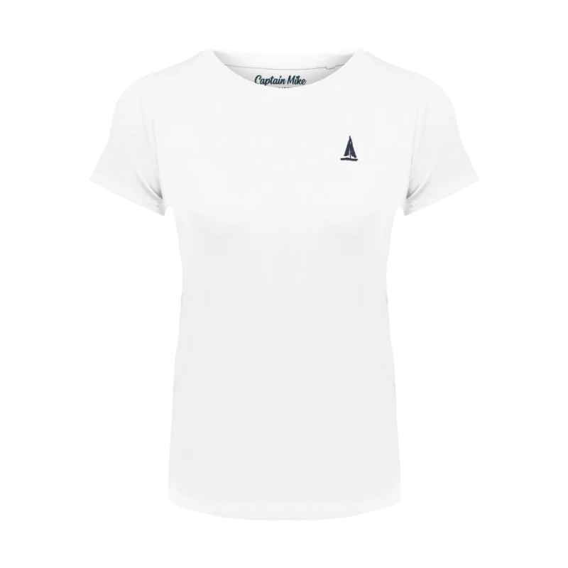 T-SHIRT damski koszulka biała Z HAFTEM BAWEŁNA TURECKA Captain Mike