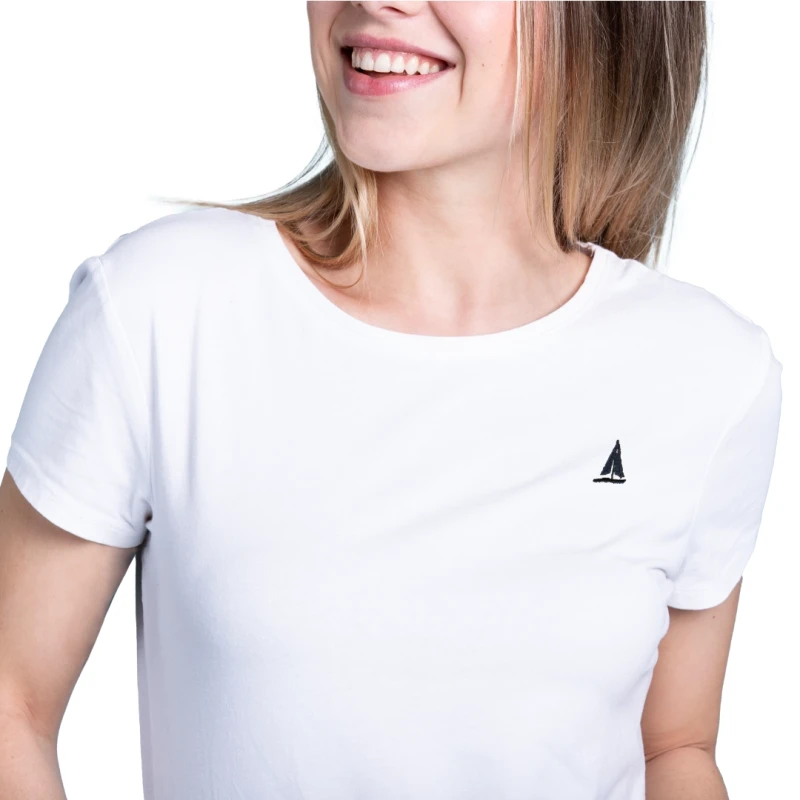 T-SHIRT damski koszulka biała Z HAFTEM BAWEŁNA TURECKA Captain Mike