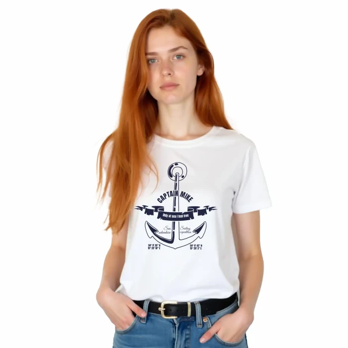 T-SHIRT damski koszulka biała TURECKA BAWEŁNA Captain Mike