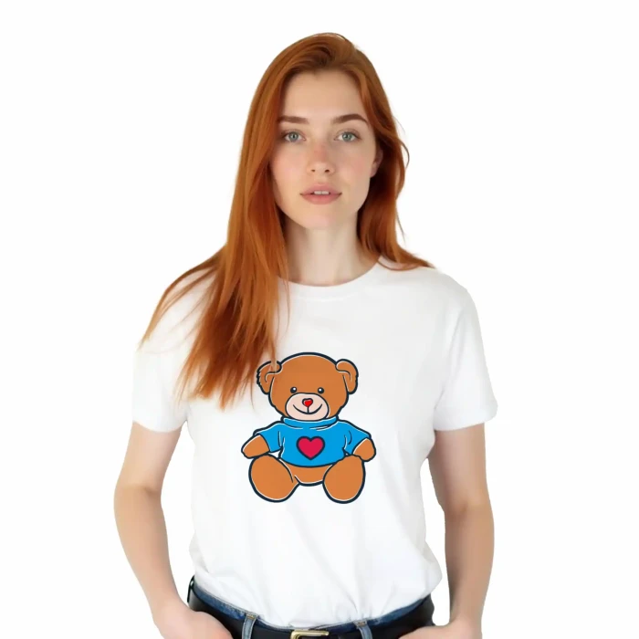 T-SHIRT damski MIŚ koszulka biała TURECKA BAWEŁNA Captain Mike 