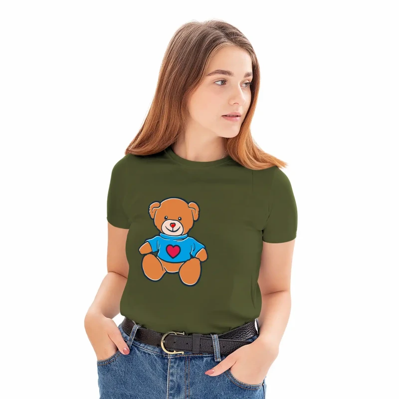 T-SHIRT damski MIŚ koszulka zielona TURECKA BAWEŁNA