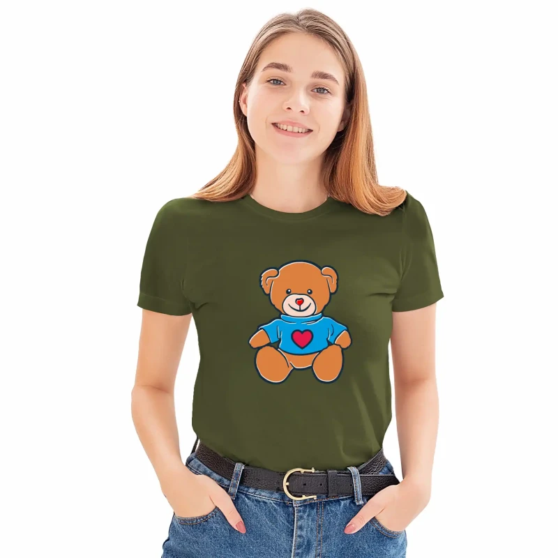 T-SHIRT damski MIŚ koszulka zielona TURECKA BAWEŁNA