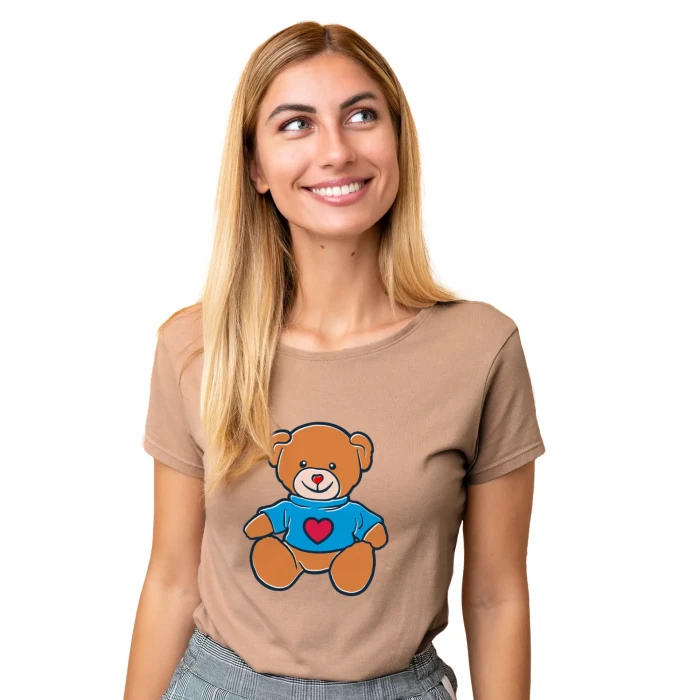 T-SHIRT damski MIŚ koszulka beżowa TURECKA BAWEŁNA Captain Mike