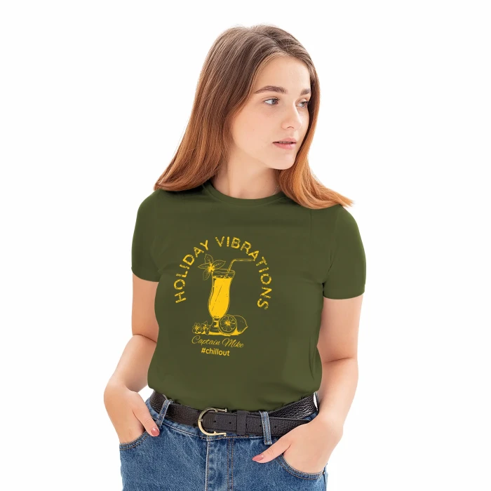 T-SHIRT damski koszulka zielona TURECKA BAWEŁNA Captain Mike
