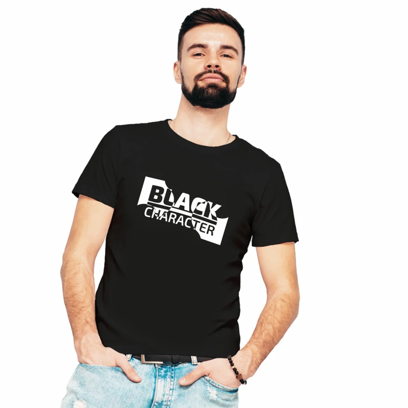 Koszulka męska BAWEŁNA TURECKA czarna z nadrukiem, T-shirt
