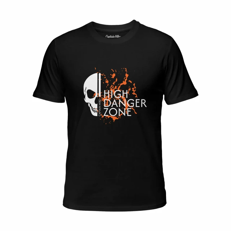 Koszulka męska BAWEŁNA TURECKA czarna z nadrukiem, T-shirt