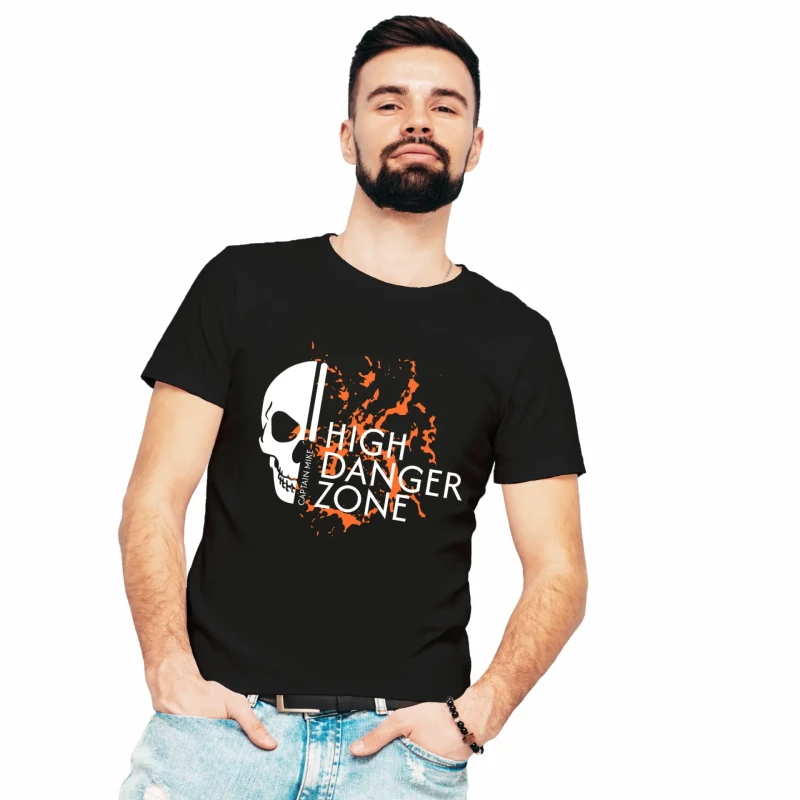 Koszulka męska BAWEŁNA TURECKA czarna z nadrukiem, T-shirt