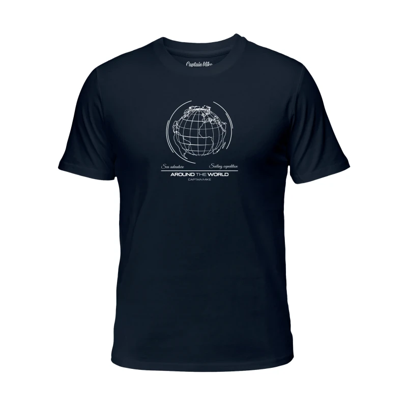 Koszulka męska BAWEŁNA TURECKA granatowa z nadrukiem, T-shirt