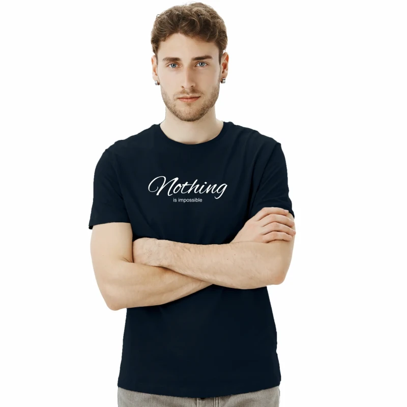 Koszulka męska BAWEŁNA TURECKA granatowa z nadrukiem, T-shirt Captain Mike