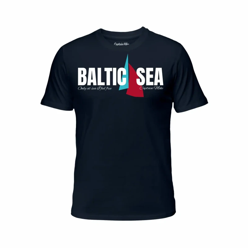 Koszulka męska BAWEŁNA TURECKA T-shirt BALTIC SEA granatowa Captain Mike