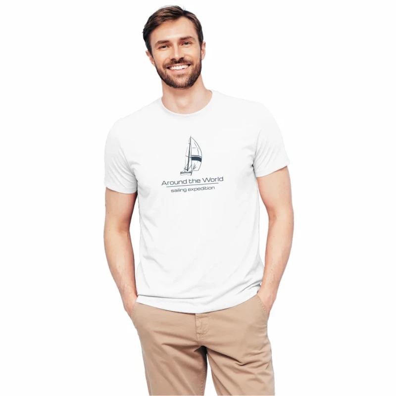 Koszulka męska BAWEŁNA TURECKA biały T-shirt SAILING EXPEDITION Captain Mike