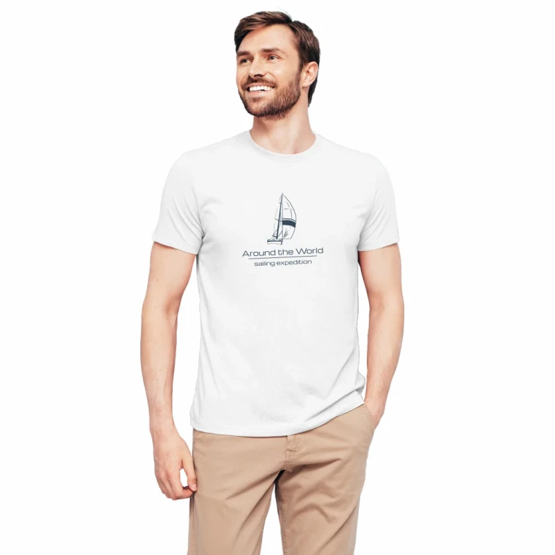 Koszulka męska BAWEŁNA TURECKA biały T-shirt SAILING EXPEDITION Captain Mike