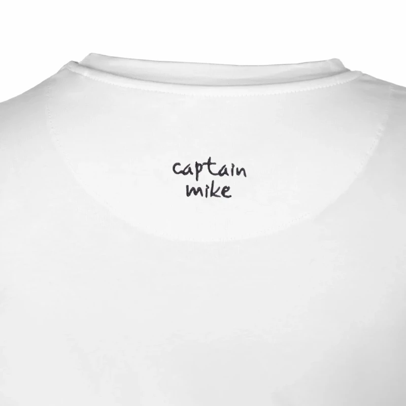 Koszulka męska BAWEŁNA TURECKA biała T-shirt z nadrukiem Captain Mike
