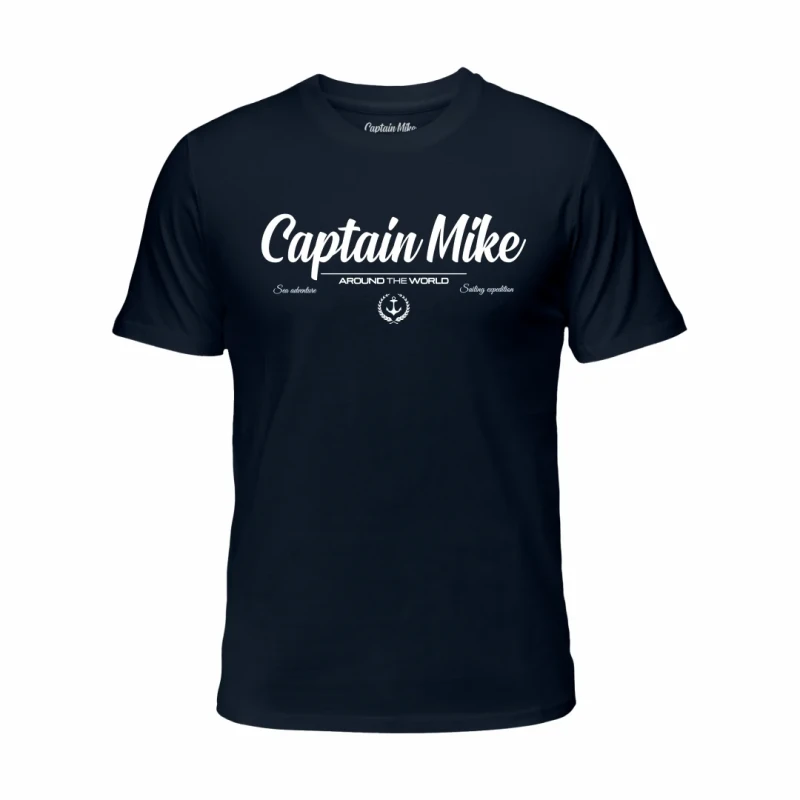 Koszulka męska BAWEŁNA TURECKA granatowa T-shirt z nadrukiem Captain Mike