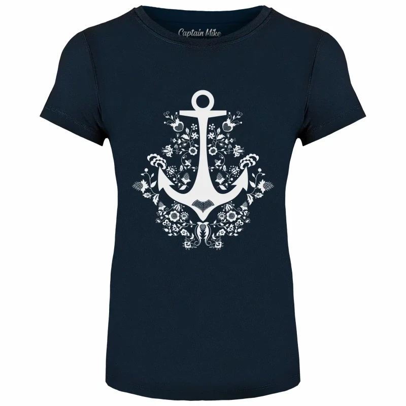 T-SHIRT damski KOTWICA koszulka granatowa TURECKA BAWEŁNA Captain Mike