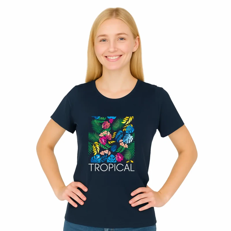 T-SHIRT damski koszulka granatowa TURECKA BAWEŁNA Captain Mike