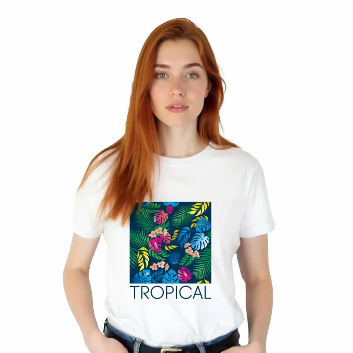 T-SHIRT damski KWIATY koszulka biała TURECKA BAWEŁNA Captain Mike