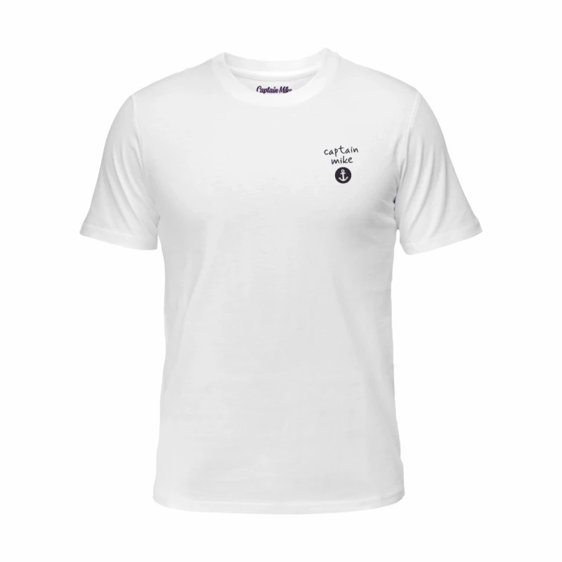 Koszulka męska Z HAFTEM BAWEŁNA TURECKA biała, T-shirt Captain Mike