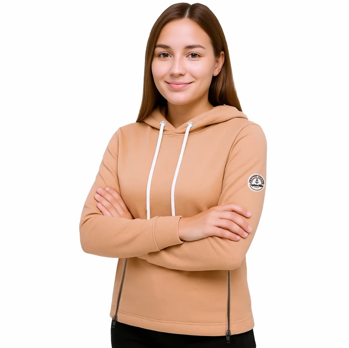 Bluza damska z kapturem beżowa Captain Mike