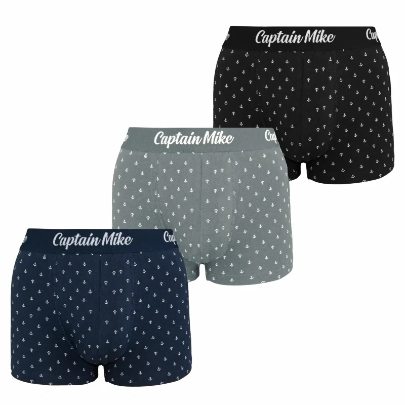 Bokserki męskie 3 pack mix kolor w kotwice Captain Mike