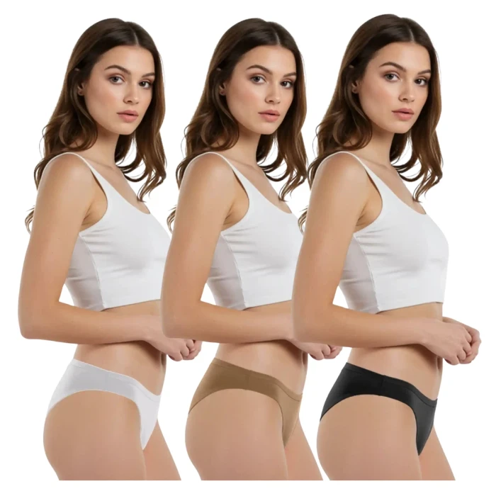 Figi damskie 3 pack mix kolor bielizna wygodne bawełniane Captain Mike 